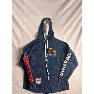 Marvel Spirit Jersey Spiderman Blue Pullover Long Sleeve Hoodie Men's Medium *